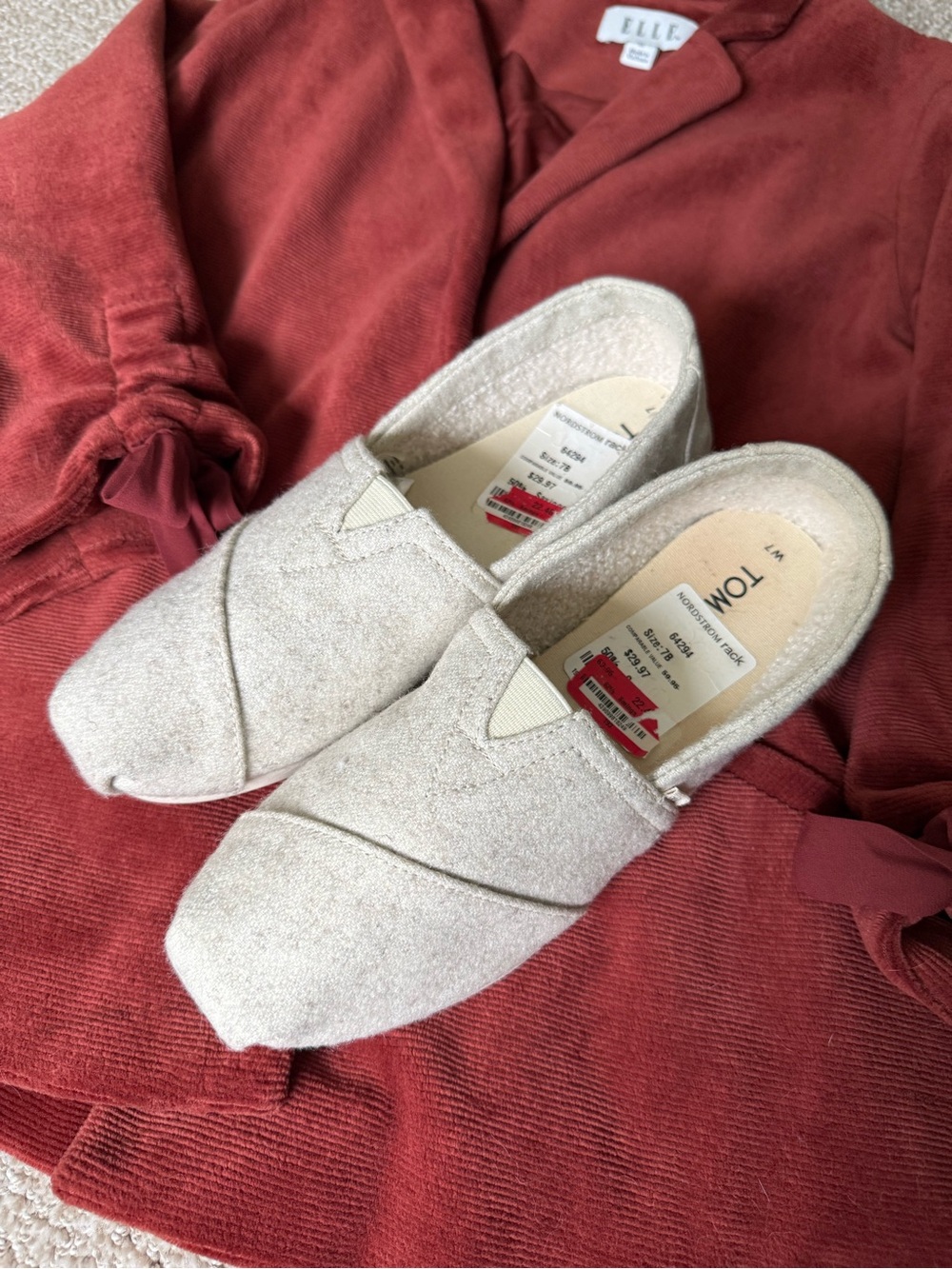 Toms Alpargata Slip On Faux Shearling Lined Flats Women’s 7